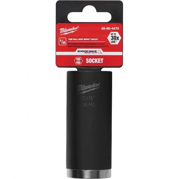Milwaukee Tool - 1/2" Drive 15/16" Universal Thin Wall Nonsparking Deep Impact Socket - Industrial Tool & Supply