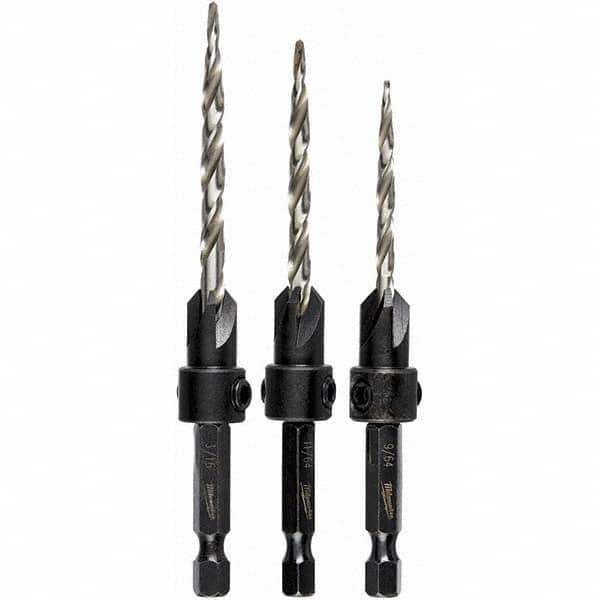 Milwaukee Tool - Countersink Sets Countersink Type: Single Flute Minimum Head Diameter (Inch): 1/8 - Industrial Tool & Supply