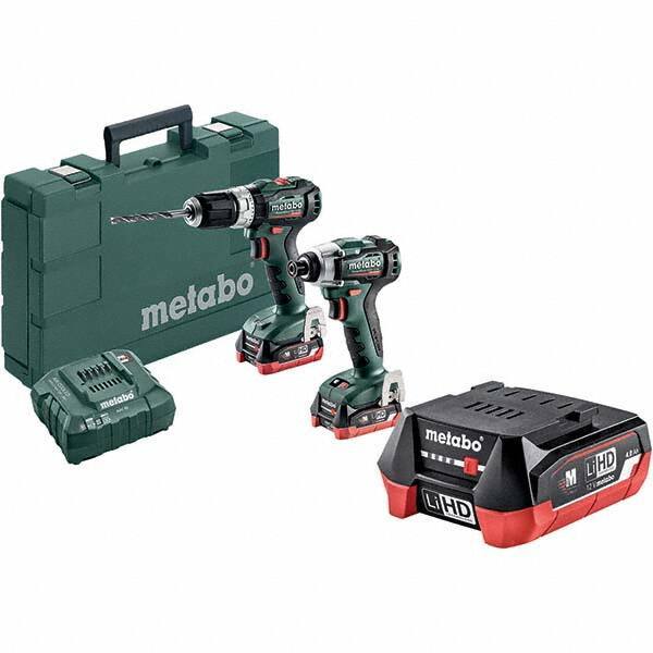 Metabo - Cordless Tool Combination Kits Voltage: 12 Tools: 1/4" Hex Compact Brushless Impact Driver; Compact Brushless Hammer Drill/Driver - Industrial Tool & Supply