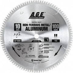 Amana Tool - 10" Diam, 5/8" Arbor Hole Diam, 100 Tooth Wet & Dry Cut Saw Blade - Carbide-Tipped, Clean Action, Standard Round Arbor - Industrial Tool & Supply