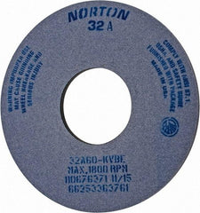 Norton - 14" Diam x 5" Hole x 1/2" Thick, K Hardness, 60 Grit Surface Grinding Wheel - Aluminum Oxide, Type 1, Medium Grade, 1,800 Max RPM, Vitrified Bond, No Recess - Industrial Tool & Supply