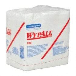 WypAll - X80 1/4 Fold Shop Towel/Industrial Wipes - Poly Pack, 12-1/2" x 12-1/2" Sheet Size, White - Industrial Tool & Supply