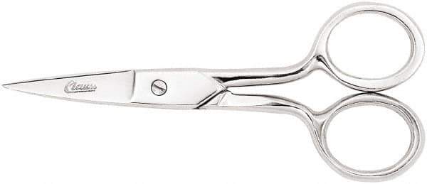 Clauss - 1" LOC, 6-3/4" OAL Straight Scissors - Steel Straight Handle, For Paper, Fabric - Industrial Tool & Supply