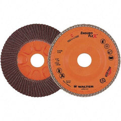 WALTER Surface Technologies - 80 Grit, 4-1/2" Disc Diam, 7/8" Center Hole, Zirconia Alumina Flap Disc - 13,300 Max RPM, Plastic Backing, Arbor Attaching System, Coated - Industrial Tool & Supply