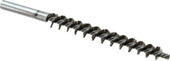 Schaefer Brush - 4" Brush Length, 1/2" Diam, Double Stem, Single Spiral Tube Brush - 6-1/4" Long, Stainless Steel, 12-24 Female Connection - Industrial Tool & Supply