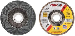 Camel Grinding Wheels - 80 Grit, 4-1/2" Disc Diam, 7/8" Center Hole, Type 29 Zirconia Alumina Flap Disc - 13,300 Max RPM, Poly Cotton Backing, Arbor Attaching System, Coated - Industrial Tool & Supply