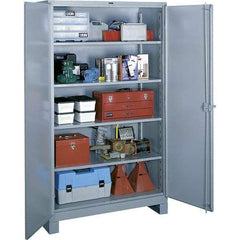 Lyon - 4 Shelf Locking Storage Cabinet - Steel, 48" Wide x 24" Deep x 82" High, Gray - Industrial Tool & Supply