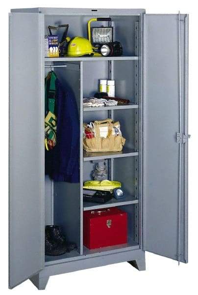 Lyon - 4 Shelf Combination Storage Cabinet - Steel, 36" Wide x 24" Deep x 82" High, Gray - Industrial Tool & Supply