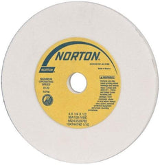 Norton - 100 Grit Aluminum Oxide Type 1 Internal Grinding Wheel - 4" Diam x 1/2" Hole x 1/4" Thick, 8,120 Max RPM, Type 1 Fine Grade, I Hardness, Vitrified Bond, No Recess - Industrial Tool & Supply