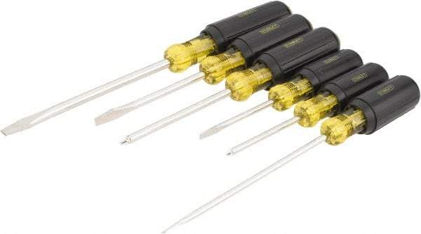 Stanley - 6 Piece Cabinet, Phillips & Slotted Screwdriver Set - Bit Sizes: Philips #1 & #2, Tip Thickness: 3/16, 1/4 & 5/16 - Industrial Tool & Supply