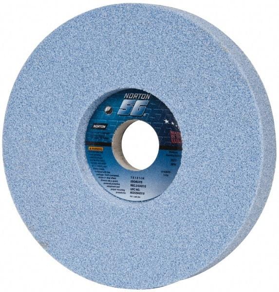 Norton - 7" Diam x 1-1/4" Hole x 1" Thick, I Hardness, 46 Grit Surface Grinding Wheel - Ceramic, Type 5, Coarse Grade, 3,600 Max RPM, Vitrified Bond, One-Side Recess - Industrial Tool & Supply