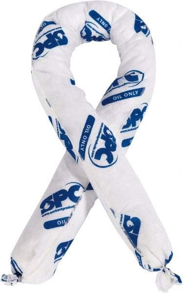 Brady SPC Sorbents - 12 Gal, 4' Long, 3" Diam, Polypropylene Sock - Oil Only, White - Industrial Tool & Supply