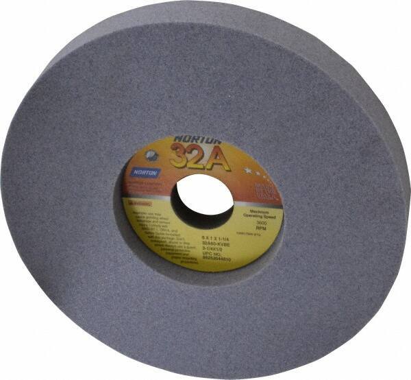 Norton - 8" Diam x 1-1/4" Hole x 1" Thick, K Hardness, 60 Grit Surface Grinding Wheel - Aluminum Oxide, Type 5, Medium Grade, 3,600 Max RPM, Vitrified Bond, One-Side Recess - Industrial Tool & Supply