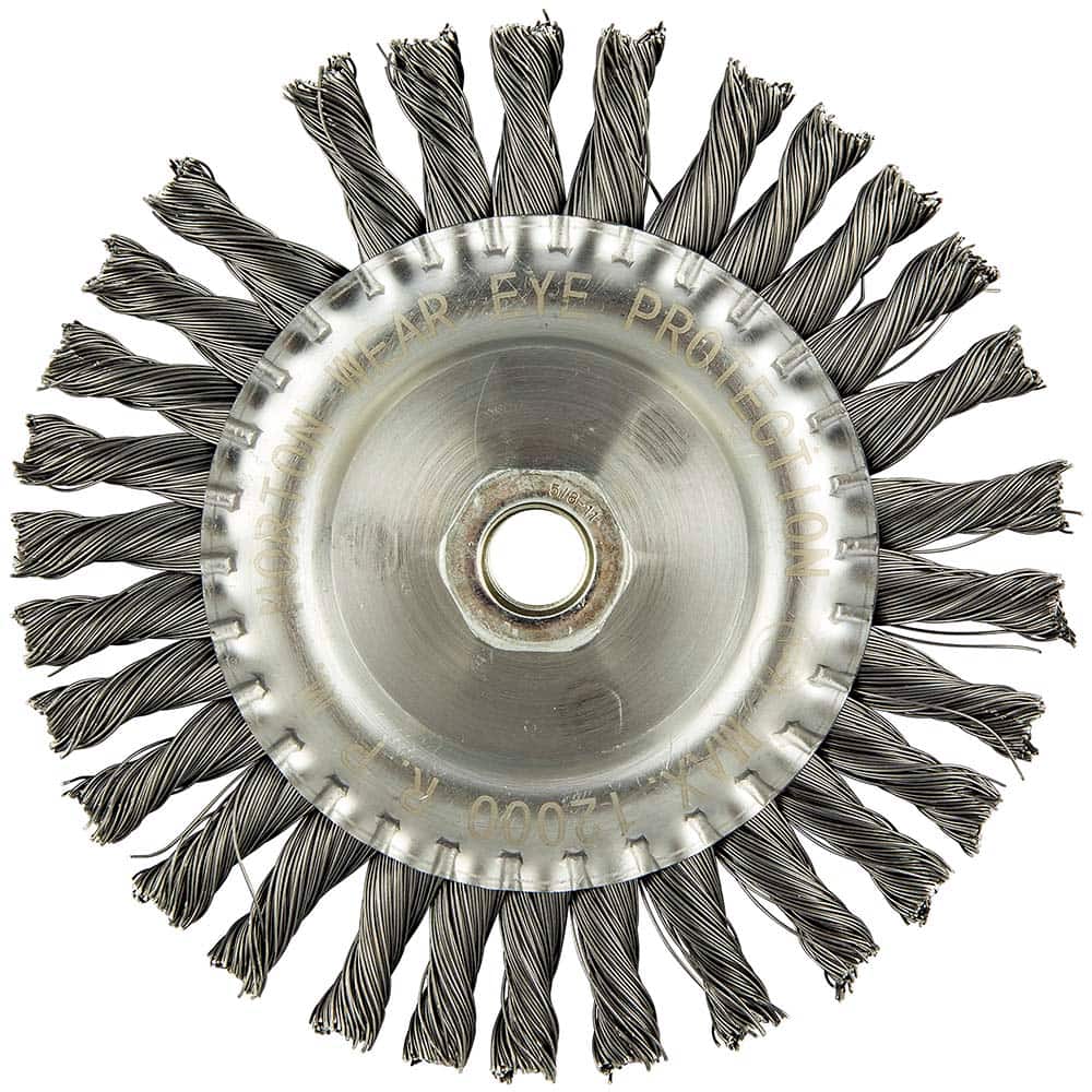 Norton - 6" OD, 5/8-11 Arbor Hole, Knotted Carbon Wheel Brush - Industrial Tool & Supply