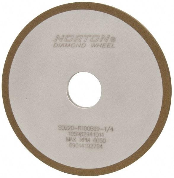 Norton - 6" Diam x 1-1/4" Hole x 1/4" Thick, 220 Grit Surface Grinding Wheel - Diamond, Type 1A1, Very Fine Grade, Resinoid Bond - Industrial Tool & Supply