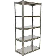 Vestil - 5 Shelf Steel Shelving - 600 Lb Capacity, 18" Wide x 72" High x 36" Deep, Gray - Industrial Tool & Supply