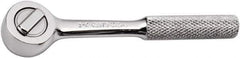 SK - 1/4" Drive Round Head Ratchet - Full Polish Chrome Finish, 4-1/2" OAL, 60 Gear Teeth, Full Polished Knurled Handle, Reversible Head - Industrial Tool & Supply