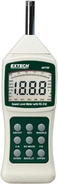 Extech - A and C Frequency Weight, LCD Display Sound Meter - 30 to 130 Decibels - Industrial Tool & Supply