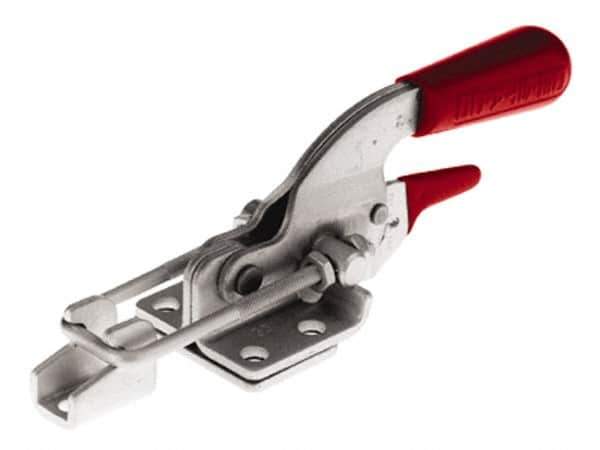 De-Sta-Co - 720 Lb Capacity, Horizontal, U Hook, Flanged Base, Stainless Steel Pull Action Latch Clamp - 1-3/4" Drawing Movement, 6.07" OAL, Threaded U Hook, Straight Handle - Industrial Tool & Supply