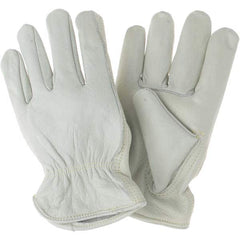 MCR Safety - Size M Leather Abrasion Protection Work Gloves - Industrial Tool & Supply