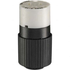 Straight Blade Connector: Industrial, 5-15R, 125VAC, Black & White Self-Grounded, 15A, Nylon Body, 2 Poles, 3 Wires