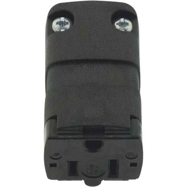 Straight Blade Connector: 5-15R, 125VAC, Black Self-Grounded, 15A, Composite Body, 2 Poles, 3 Wires