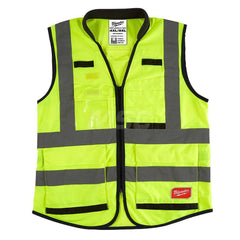High Visibility Vest: 4X & 5X-Large Yellow, Zipper Closure