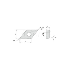 Turning Insert:  DCGT32.50.5F-01 SH725,  Solid Carbide TiAlN Finish,  Neutral,  3/8″ Inscribed Circle,  0.0080″ Corner Radius,  55.0 &deg N/A Diamond,  Series  DCGT