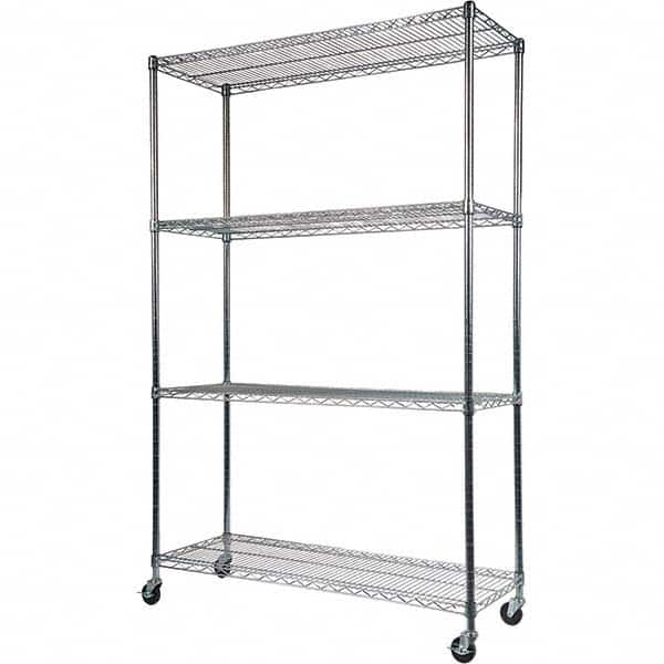 ALERA - 2,400 Lb Capacity 4 Shelf Wire Shelving - Starter Unit - Industrial Tool & Supply