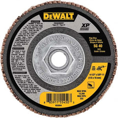 DeWALT - 4-1/2" 40 Grit 5/8-11 Center Hole Type 27 Ceramic Flap Disc - Industrial Tool & Supply
