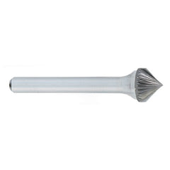 ‎SK-3 -3/8 x LOC × 1/4 Shank × 2 OAL 90 Degree Cone Carbide Medium Right Hand Spiral Burr - Industrial Tool & Supply