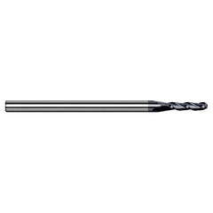 ‎1/8″ Dia. × 1/8″ Shank × 3/8″ DOC × 1-1/2″ OAL, Carbide AlTiN, 4 Flute, Ballnose End Mill - Exact Industrial Supply
