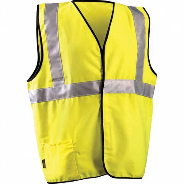 OccuNomix - Size 4X/5X L Flame Resistant Hi-Vis Yellow Solid General Purpose High Visibility Vest - Industrial Tool & Supply
