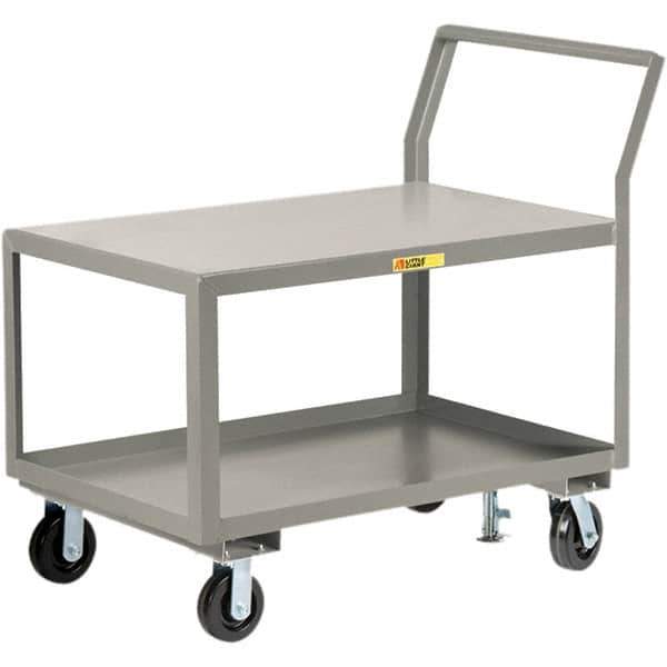 Little Giant - 3,600 Lb Capacity, 24" Wide x 36" Long x 42" High Utility Cart - 2 Shelf, Steel, 2 Rigid/2 Swivel Casters - Industrial Tool & Supply