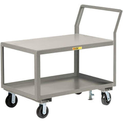 Little Giant - 3,600 Lb Capacity, 24" Wide x 36" Long x 42" High Utility Cart - 2 Shelf, Steel, 2 Rigid/2 Swivel Casters - Industrial Tool & Supply