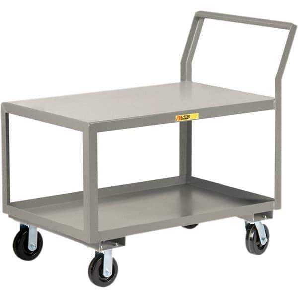 Little Giant - 3,600 Lb Capacity, 24" Wide x 48" Long x 42" High Utility Cart - 2 Shelf, Steel, 2 Rigid/2 Swivel Casters - Industrial Tool & Supply