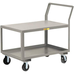 Little Giant - 3,600 Lb Capacity, 24" Wide x 48" Long x 42" High Utility Cart - 2 Shelf, Steel, 2 Rigid/2 Swivel Casters - Industrial Tool & Supply