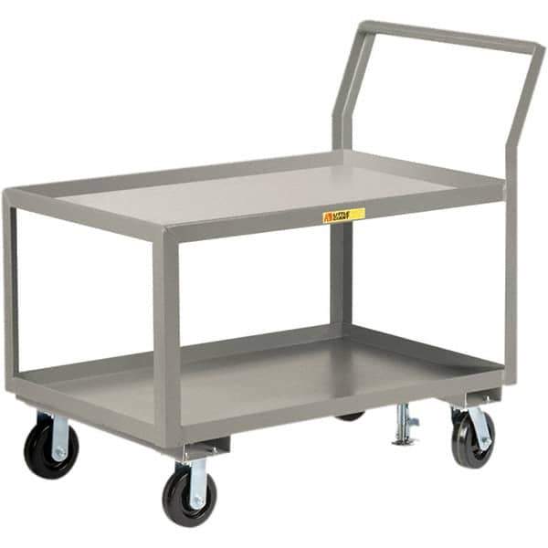 Little Giant - 3,600 Lb Capacity, 30" Wide x 60" Long x 42" High Utility Cart - 2 Shelf, Steel, 2 Rigid/2 Swivel Casters - Industrial Tool & Supply