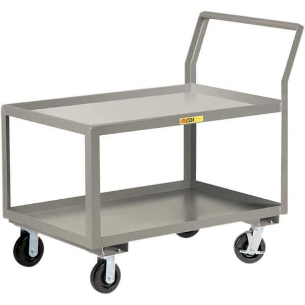 Little Giant - 3,600 Lb Capacity, 24" Wide x 48" Long x 42" High Utility Cart - 2 Shelf, Steel, 2 Rigid/2 Swivel Casters - Industrial Tool & Supply
