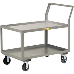 Little Giant - 3,600 Lb Capacity, 30" Wide x 60" Long x 42" High Utility Cart - 2 Shelf, Steel, 2 Rigid/2 Swivel Casters - Industrial Tool & Supply