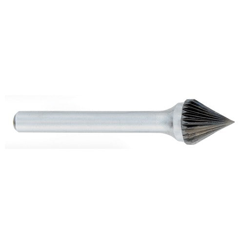 ‎SJ-1 -1/4 x LOC × 1/4 Shank × 2 OAL 60 Degree Cone Carbide Medium Right Hand Spiral Burr - Industrial Tool & Supply