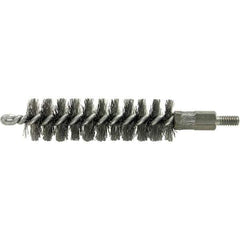 Brush Research Mfg. - 19/32" Diam Helical Stainless Steel Tube Brush - Single Spiral, 0.004" Filament Diam, 2" Brush Length, 2-9/16" OAL, 0.14" Diam Galvanized Steel Shank - Industrial Tool & Supply