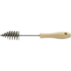 Brush Research Mfg. - 1.4" Diam Helical Stainless Steel Tube Brush - Single Spiral, 0.006" Filament Diam, 2-3/4" Brush Length, 10-1/2" OAL, 0.245" Diam Galvanized Steel Shank - Industrial Tool & Supply