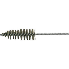 Brush Research Mfg. - 1-11/16" Diam Helical Steel Tube Brush - Single Spiral, 0.012" Filament Diam, 5" Brush Length, 10-1/2" OAL, 0.292" Diam Galvanized Steel Shank - Industrial Tool & Supply