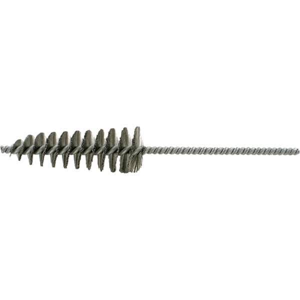 Brush Research Mfg. - 1-5/8" Diam Helical Stainless Steel Tube Brush - Single Spiral, 0.006" Filament Diam, 4-1/2" Brush Length, 10" OAL, 0.292" Diam Galvanized Steel Shank - Industrial Tool & Supply