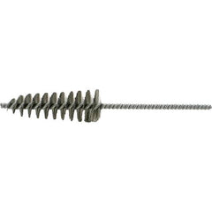 Brush Research Mfg. - 1-5/8" Diam Helical Stainless Steel Tube Brush - Single Spiral, 0.006" Filament Diam, 4-1/2" Brush Length, 10" OAL, 0.292" Diam Galvanized Steel Shank - Industrial Tool & Supply