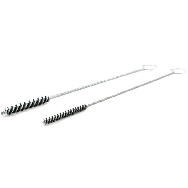 Brush Research Mfg. - 5/16" Diam Helical Nylon Tube Brush - Single Spiral, 0.008" Filament Diam, 2" Brush Length, 10" OAL, Galvanized Steel Shank - Industrial Tool & Supply