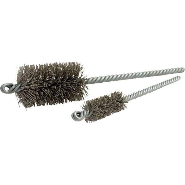 Brush Research Mfg. - 3" Diam Helical Nylon Tube Brush - Double Spiral, 0.04" Filament Diam, 4" Brush Length, 10" OAL, 0.22" Diam Galvanized Steel Shank - Industrial Tool & Supply