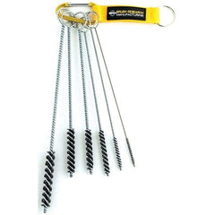 Brush Research Mfg. - 7/16" Diam Helical Stainless Steel Tube Brush - Single Spiral, 0.004" Filament Diam, 3" Brush Length, 10" OAL, 0.168" Diam Galvanized Steel Shank - Industrial Tool & Supply