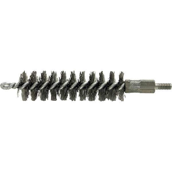 Brush Research Mfg. - 5/16" Diam Helical Stainless Steel Tube Brush - Single Spiral, 0.004" Filament Diam, 2" Brush Length, 2-9/16" OAL, 0.14" Diam Galvanized Steel Shank - Industrial Tool & Supply